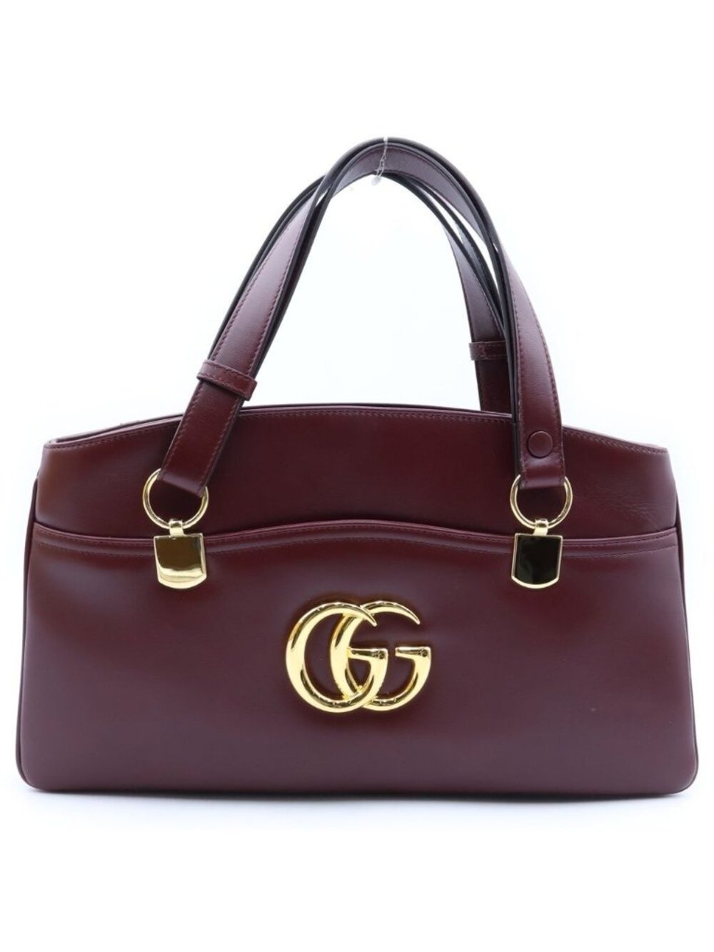 Gucci Allie Top Handle Shoulder Bag GG Marmont Leather Wine Red